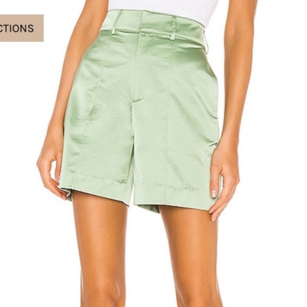 GRLFRND Green Satin Tailored Shorts